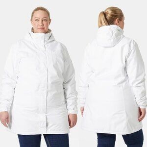 Helly Hansen White Insulated Full Zip Aden Rain Jacket